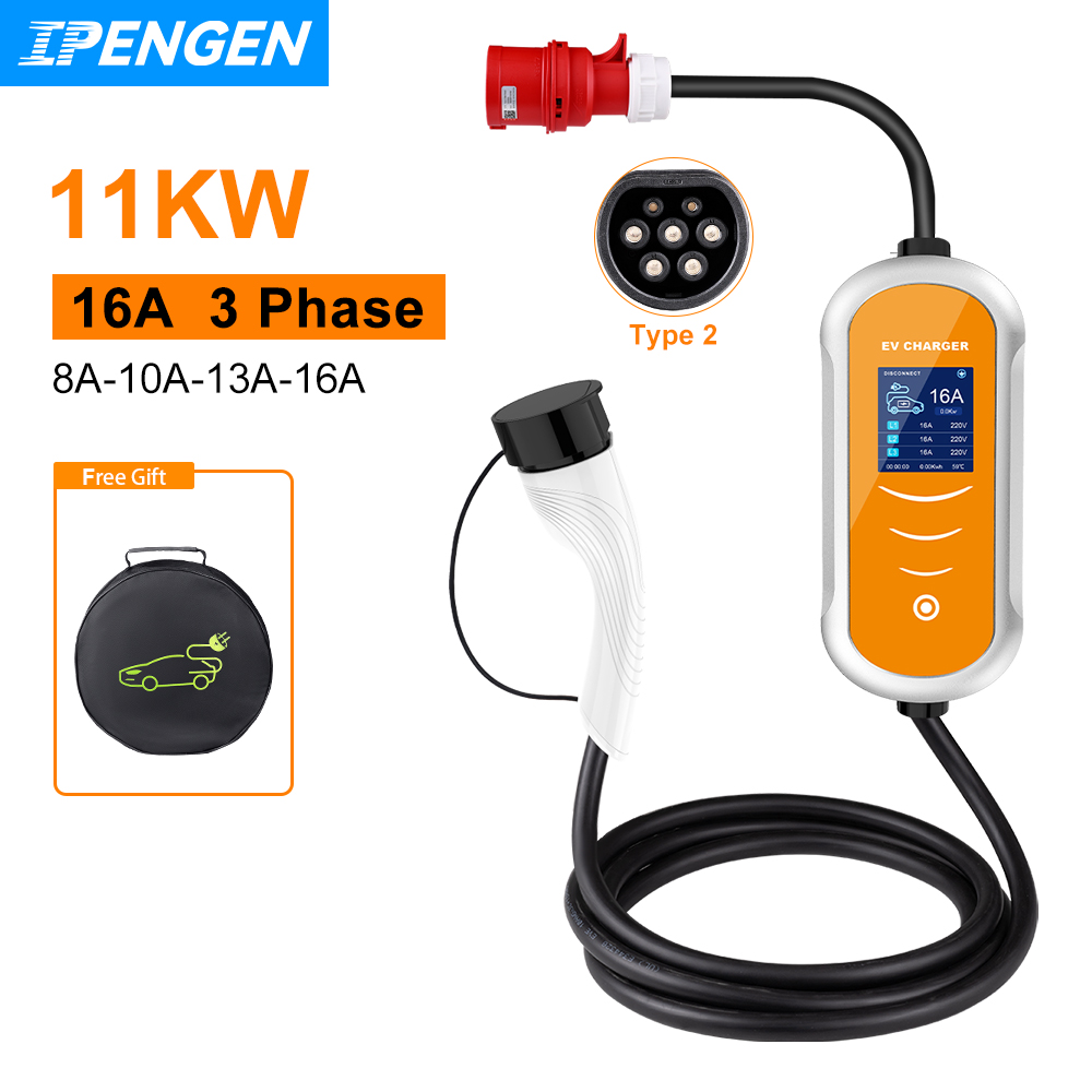 Type 2 Portable Ev Charger 11Kw Cee - IPENGEN Зарядное устройство для электромобилей 16A