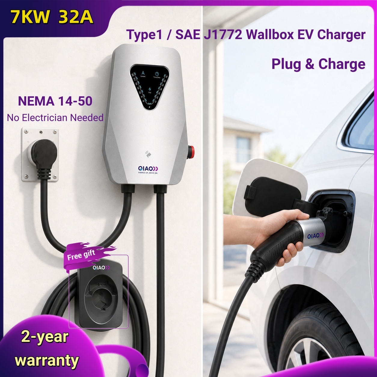 J1772 Evse 32A Level 2 Charger - Зарядное устройство для электромобилей 7 кВт