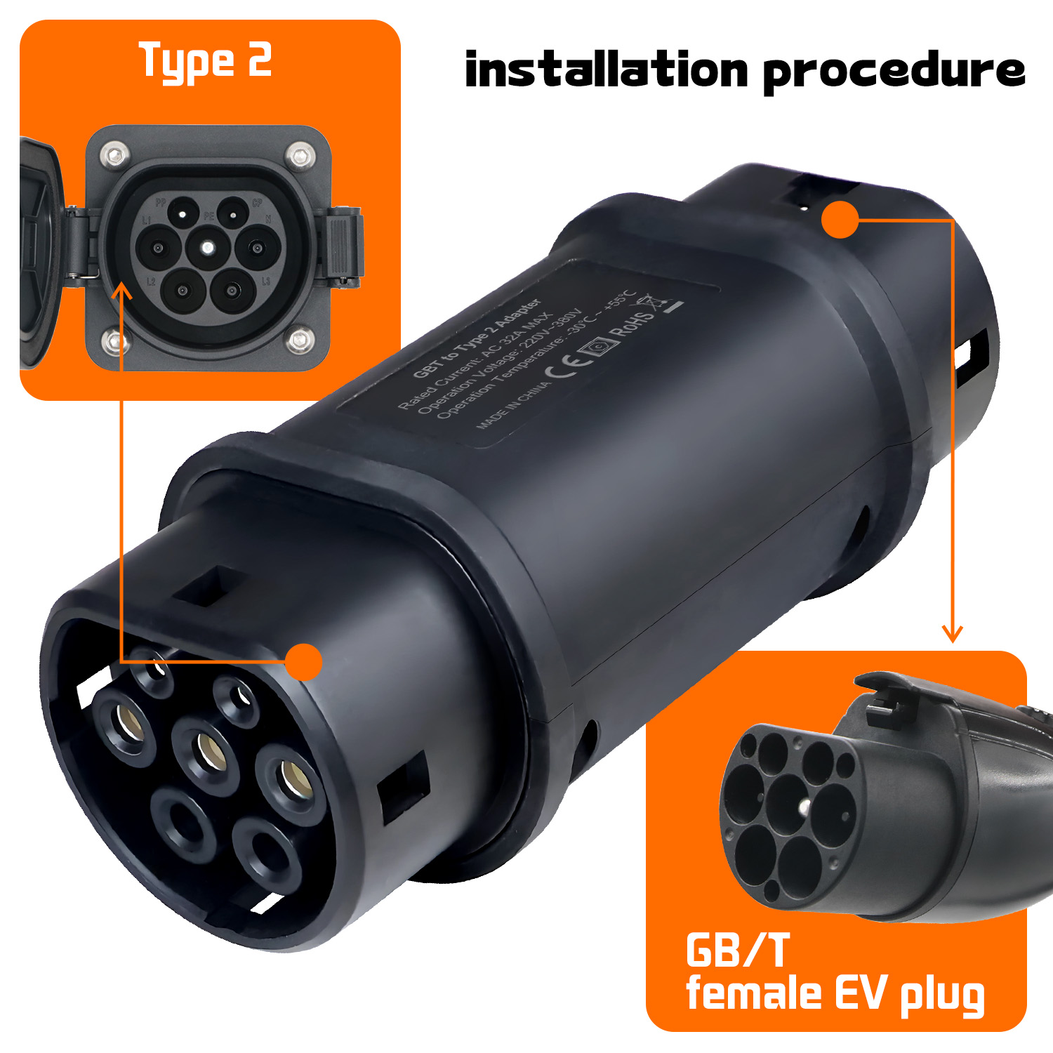Адаптер зарядной станции GOODC – обзор и цена Ev Charger Type 2 22Kw 32A 3 Phase